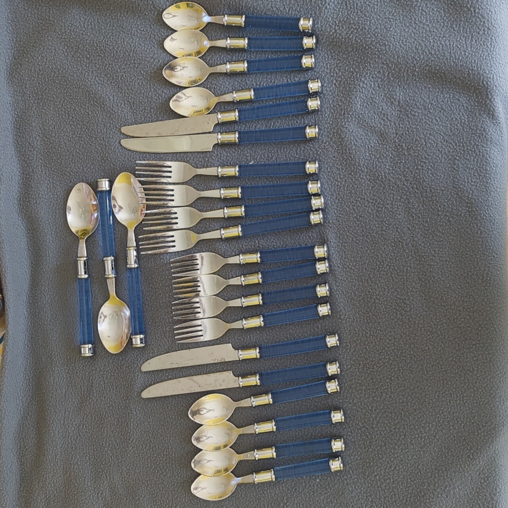 Cambridge Azure Lucite Handle Stainless Flatware.